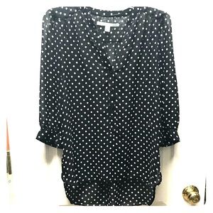 LC Lauren Conrad Black Polka Dot Sheer Blouse